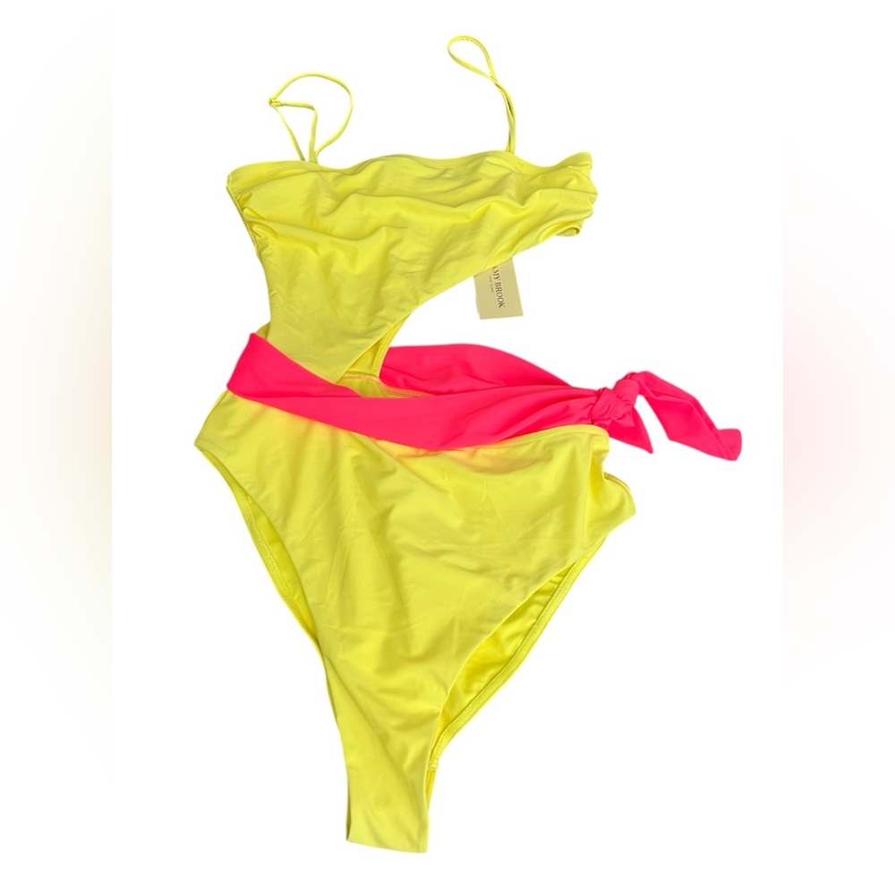 NWT Ramy Brook Yellow and Pink Cutout Swimsuit - Picture 4 of 4